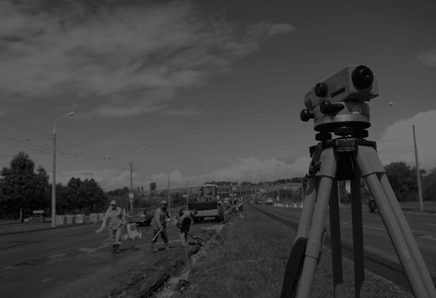 land survey equipment in black and white