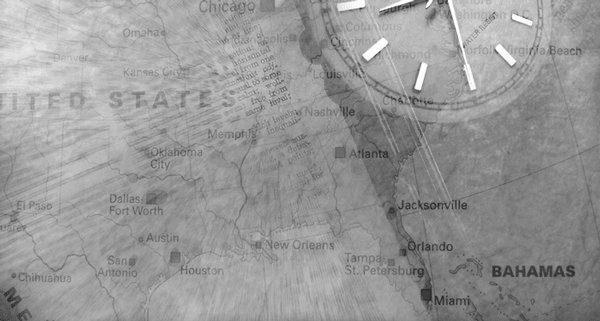 black and white map of south eastern united states